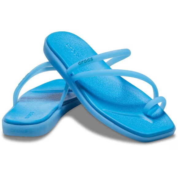 CROCS Miami Frosted Toe Loop Tinted Glass Blue 9 - Picture 1 of 3